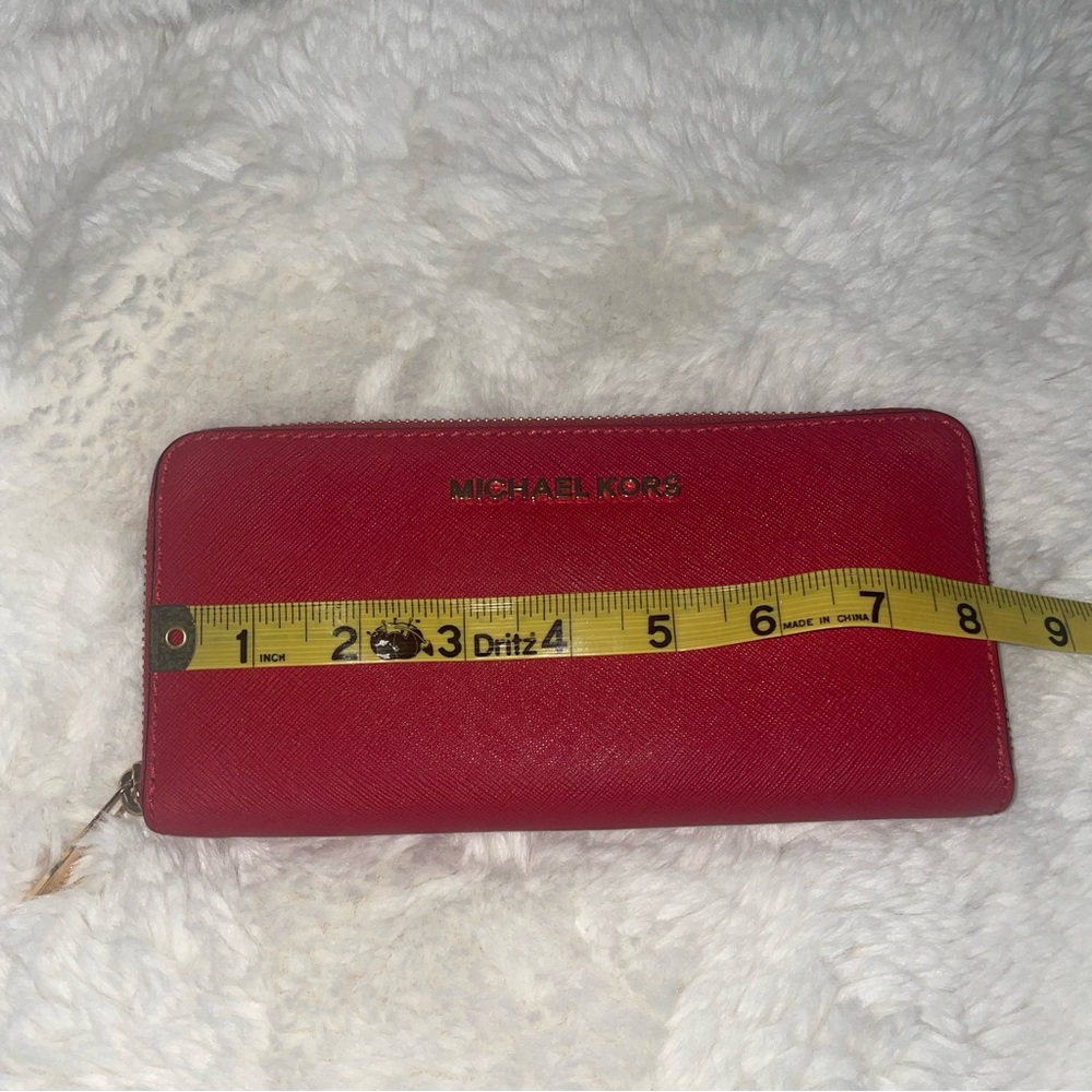 Red saffiano leather Continental wallet large Michael Kors wallet - Picture 8 of 16